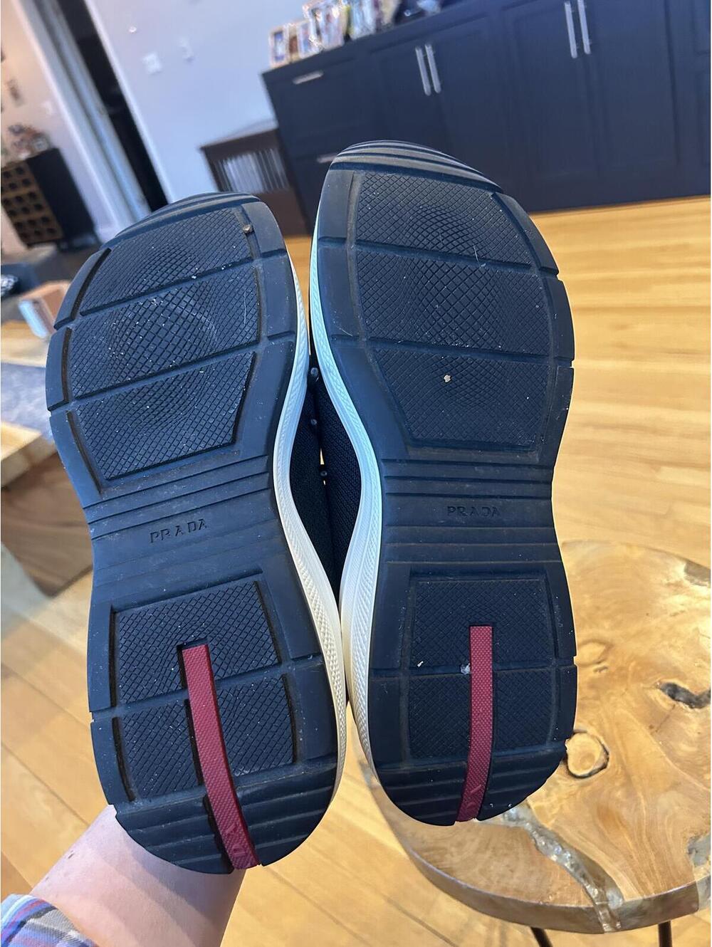 Prada Black and Red Athletic Sneakers with White Sole - Picture 4 of 9